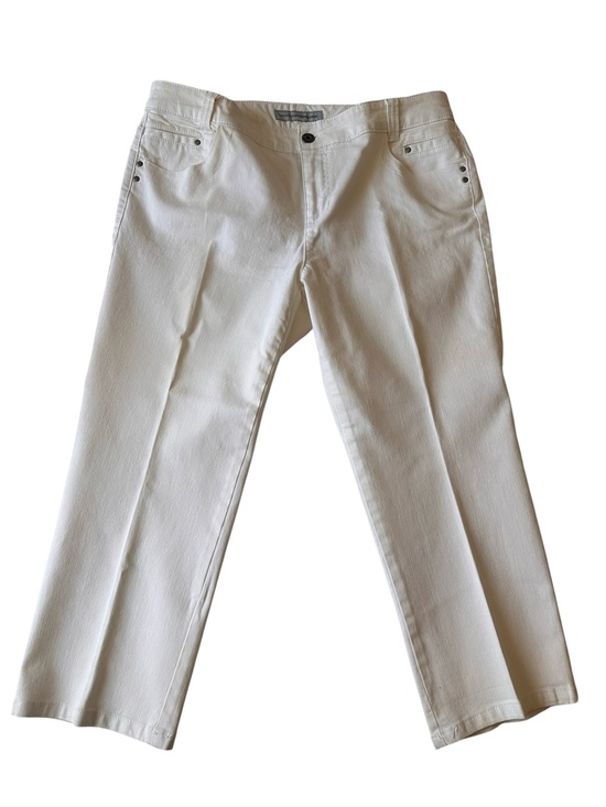 Chico's Denim - Chicos Platinum Denim Cropped White Women's Pants - Classic Straight Leg Size 2